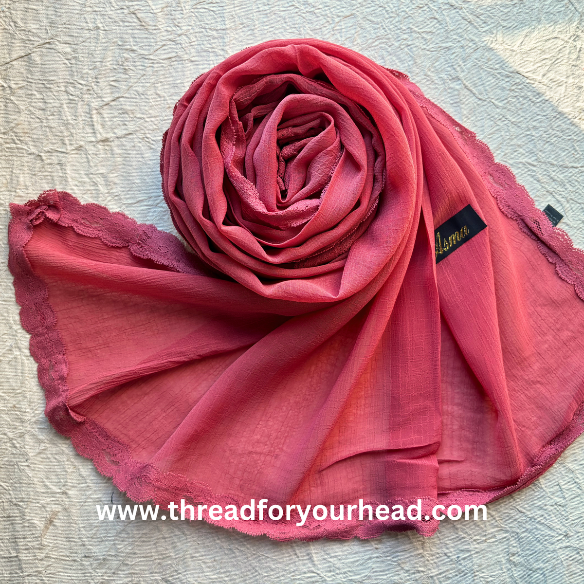 rose pink- Lace Georgette hijab