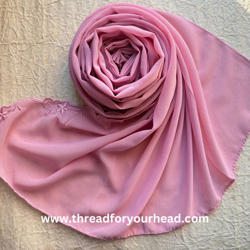 rose pink - Scallop Georgette hijab