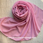rose pink - Scallop Georgette hijab