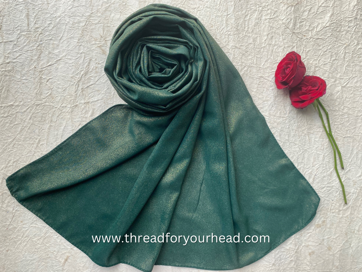 Forest Green- Metallic Georgette