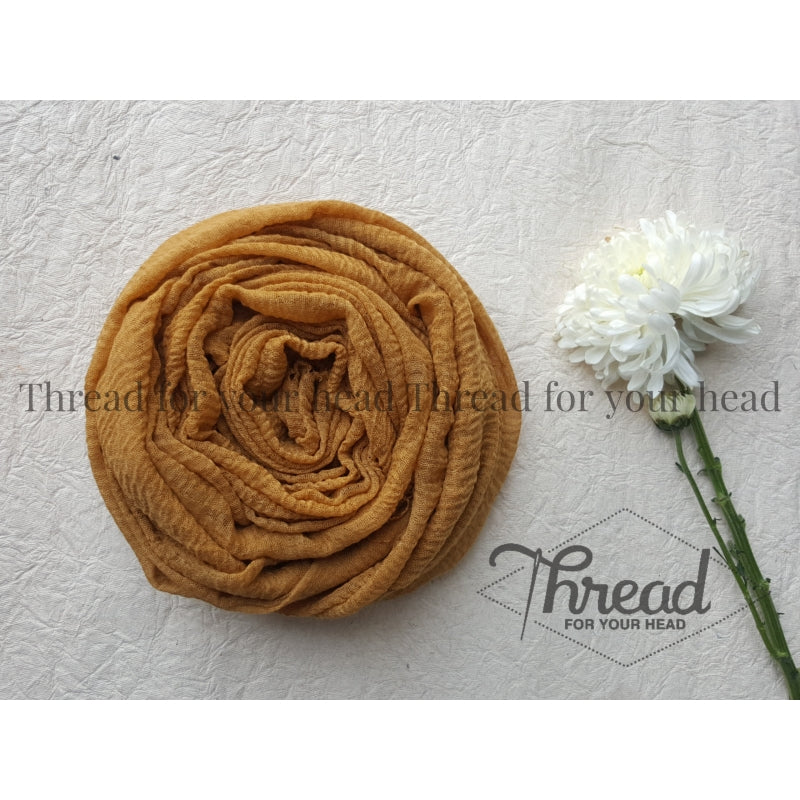 crinkle cotton hijab- mustard