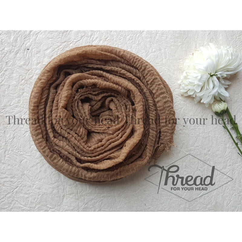 crinkle cotton hijab - caramel