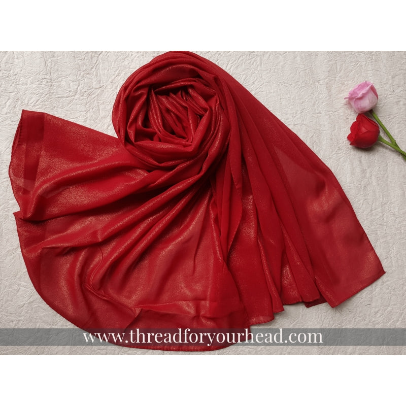 Bride Red - Metallic Georgette