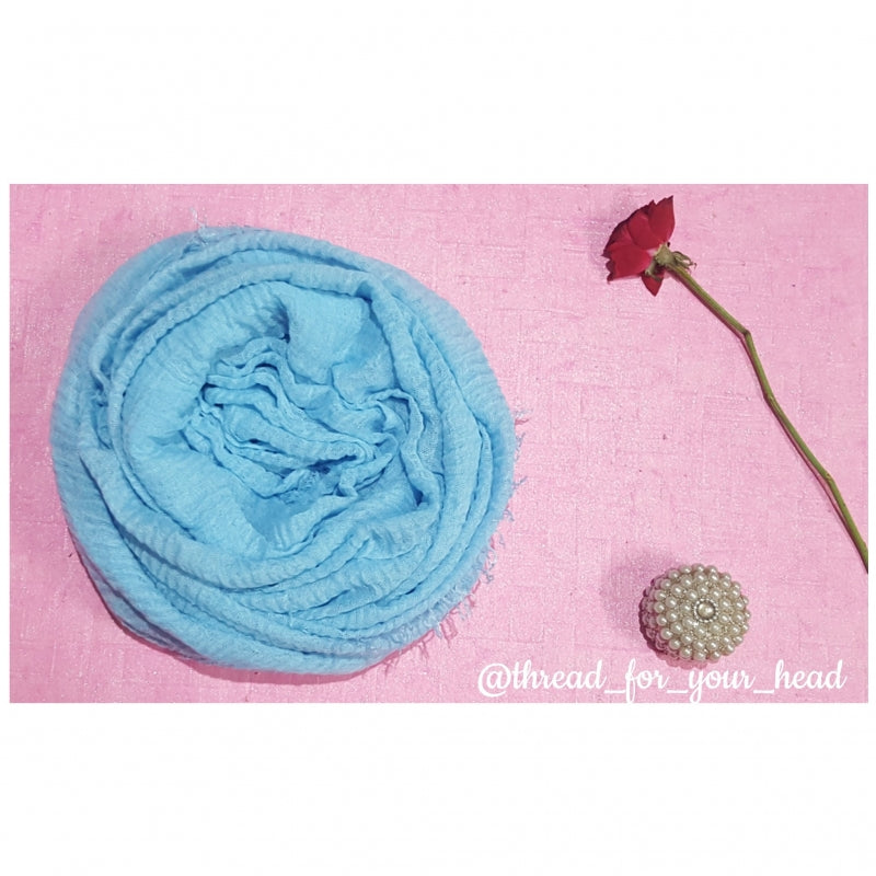 Crinkled cotton hijab- sky blue