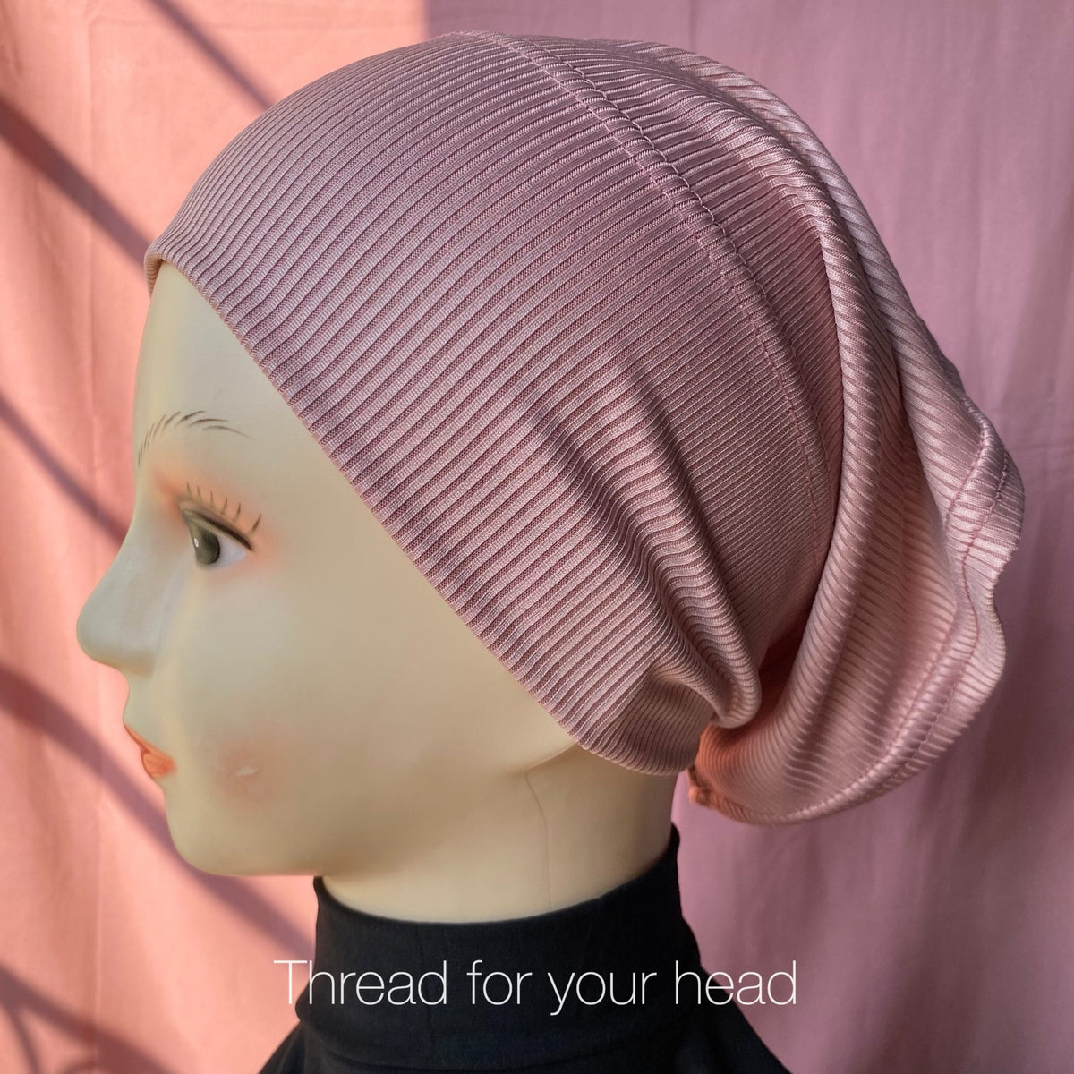 Mauve- ribbed jersey cap