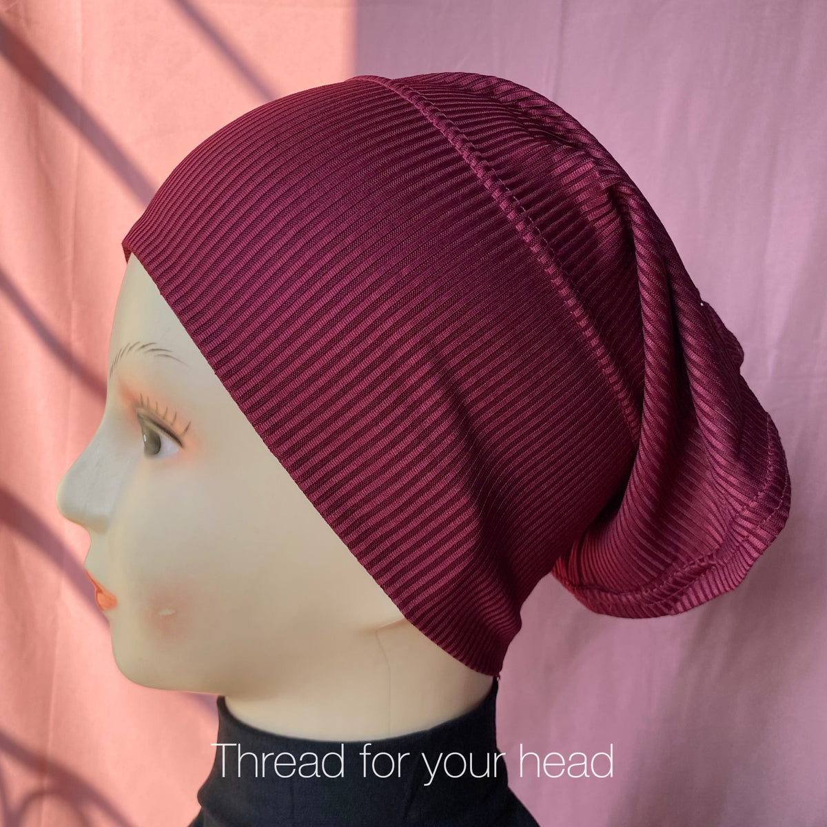 Maroon- ribbed jersey cap