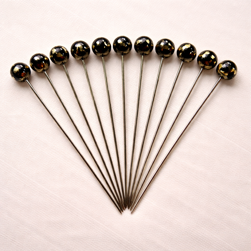 Black with gold basic pin- set of 12