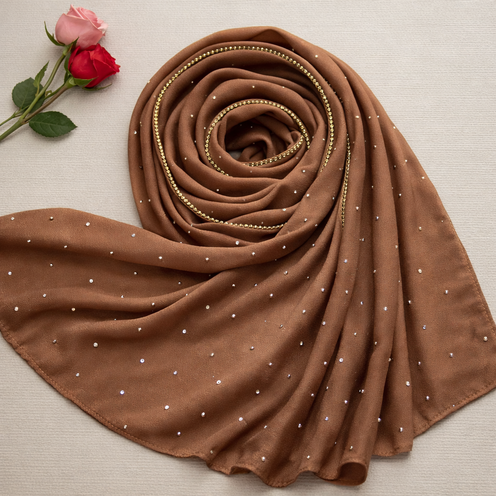 Dark Gold - Rhinestone satin