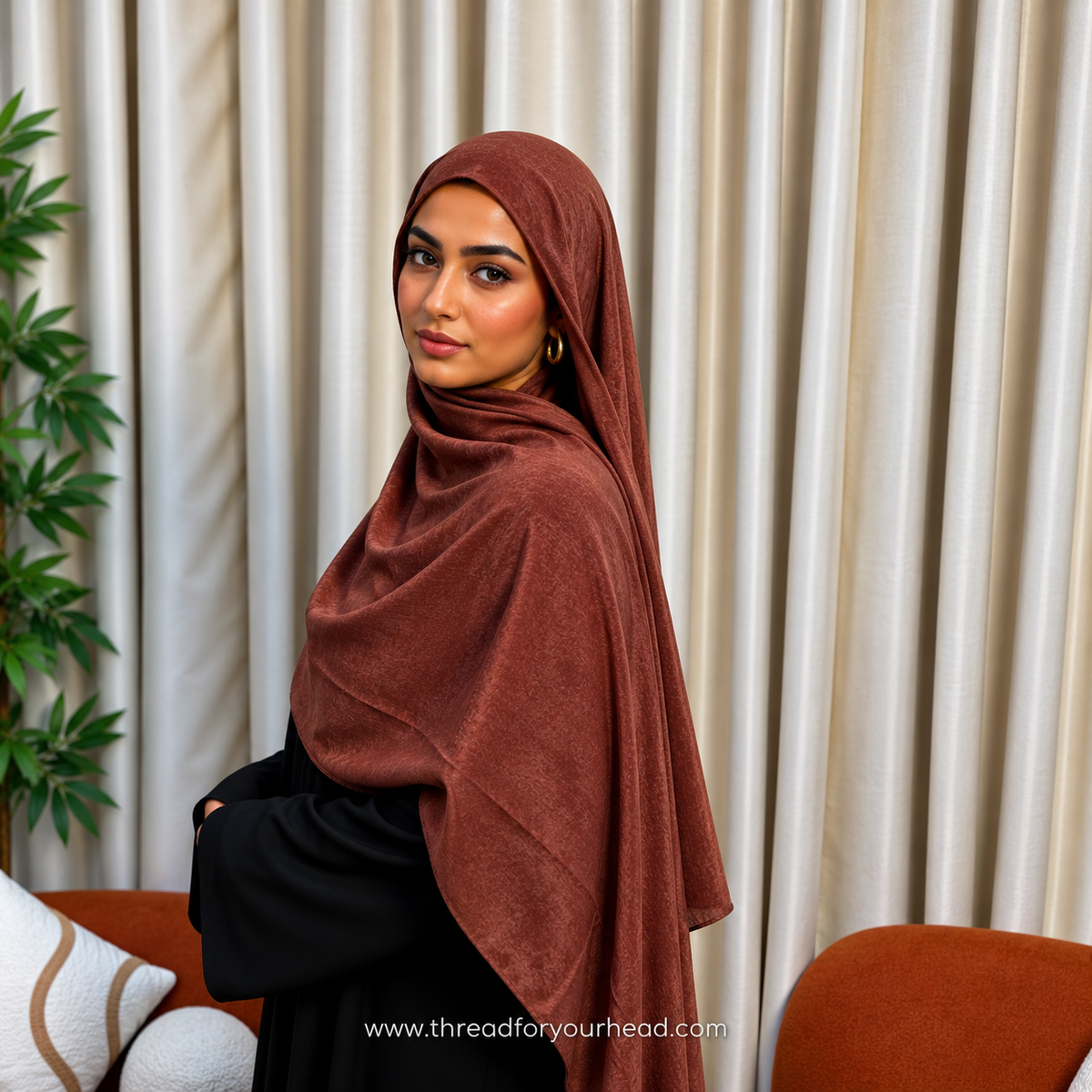 Premium Satin Hijab - Caramel gold