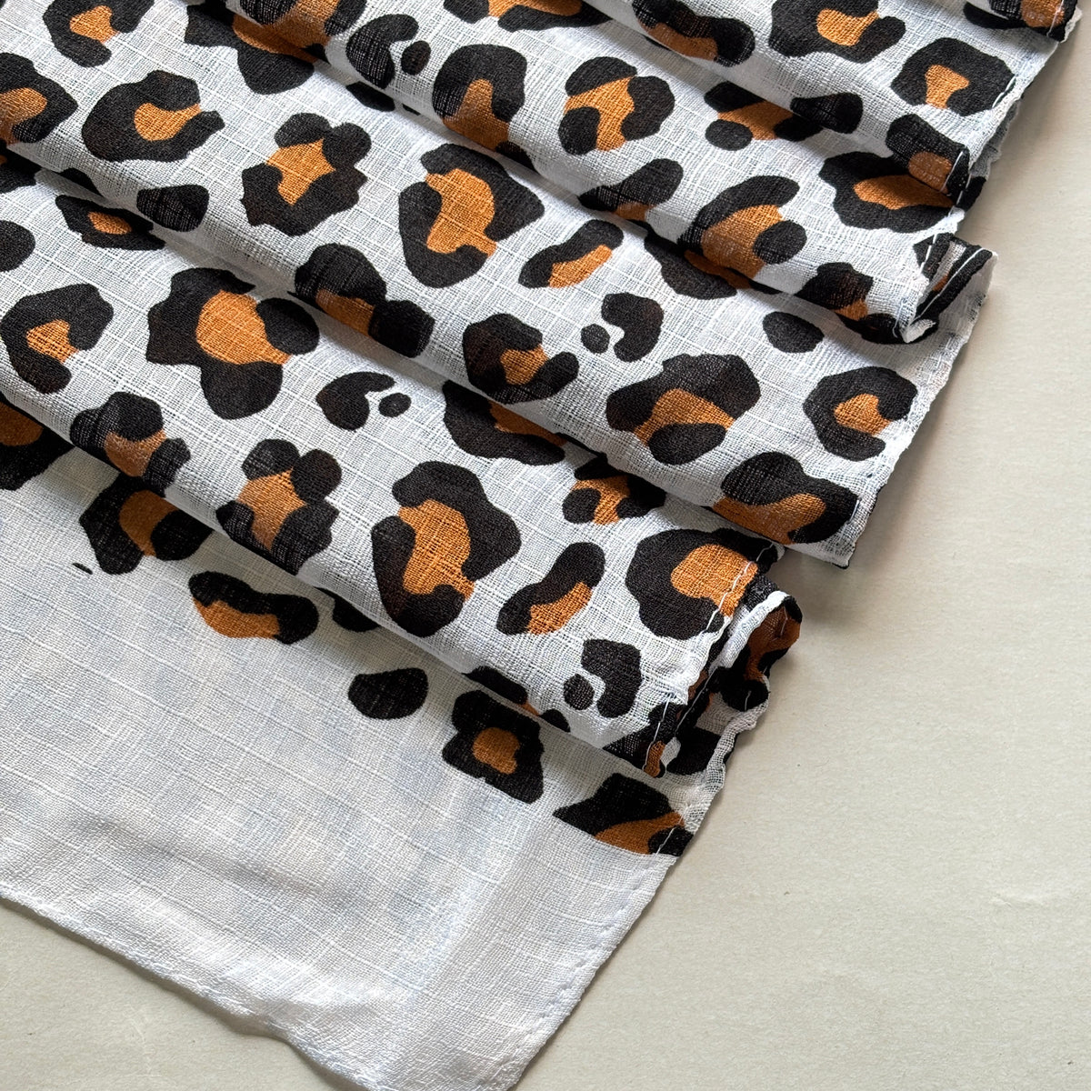 Leopard Printed Cotton - White