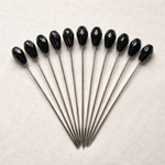 Black Crystal Pin - set of 12