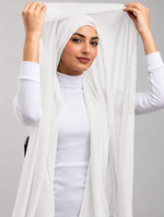 Hijab with attached cap and magnet - White