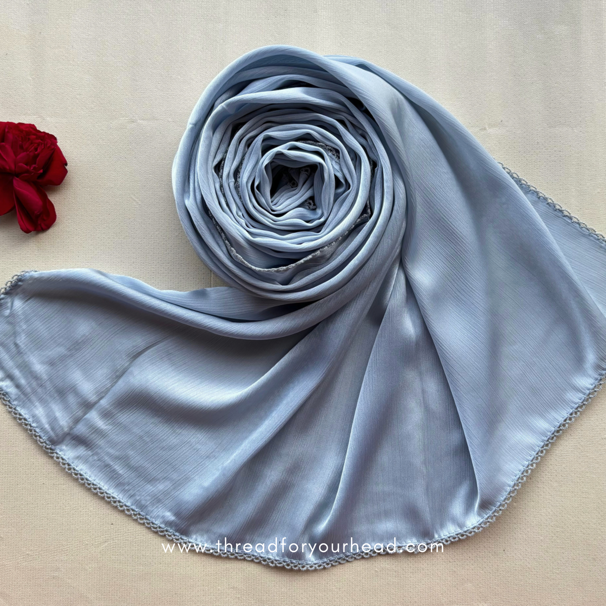 silver- crochet muna satin