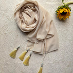 Beige - Tassel Malaysian Georgette Hijab