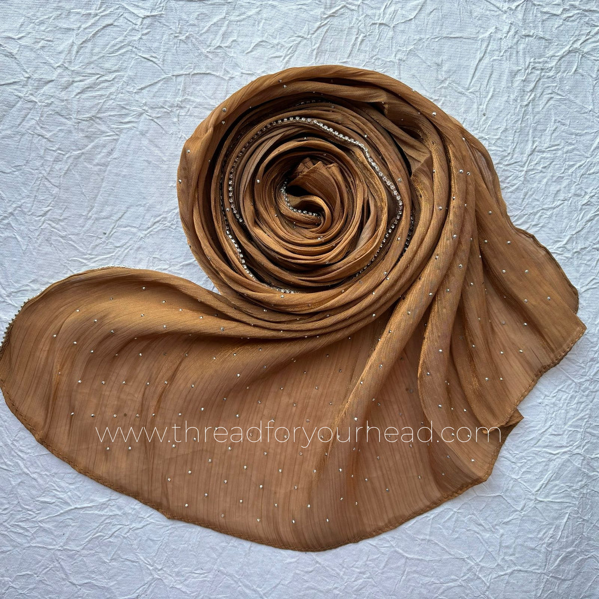 Caramel-Diamond Organza shimmer hijab