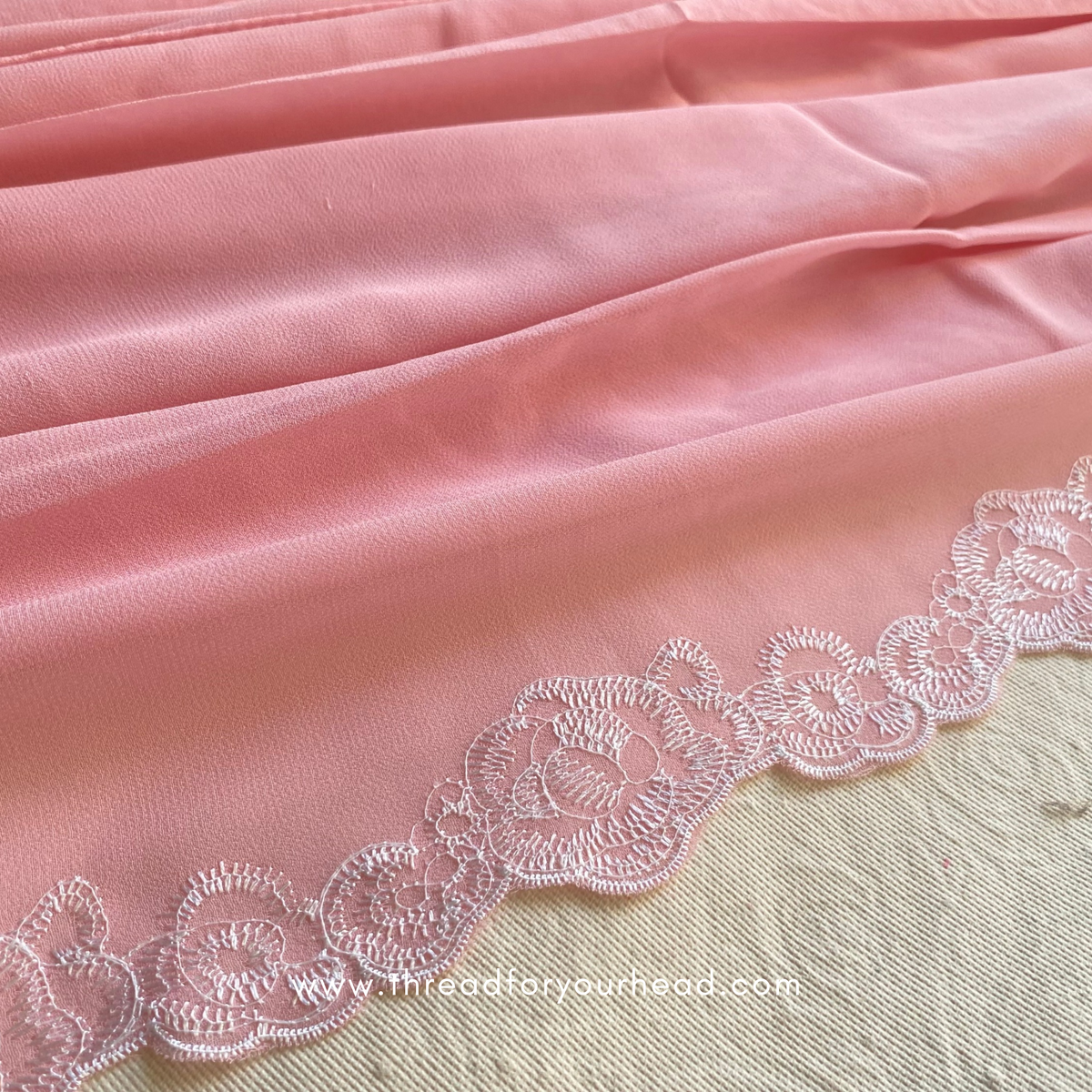 Peach blush-rosette Embroided