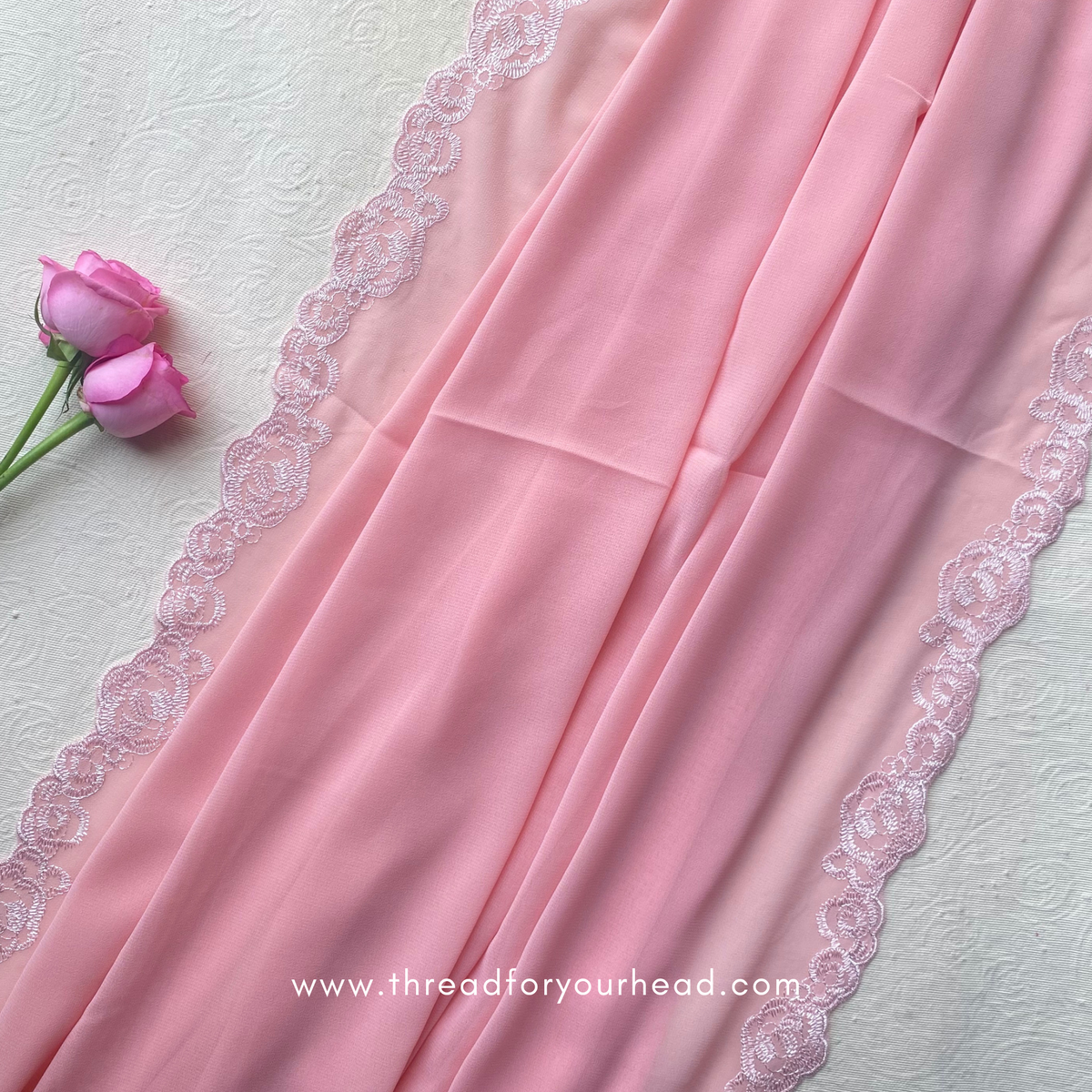 Blush- Rosette Embroided