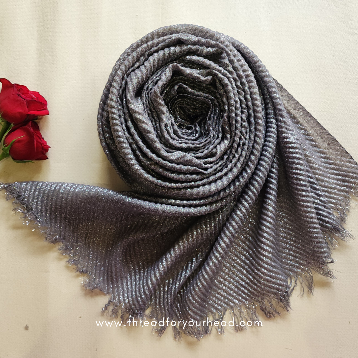 Midnight Grey- Pleated shimmer