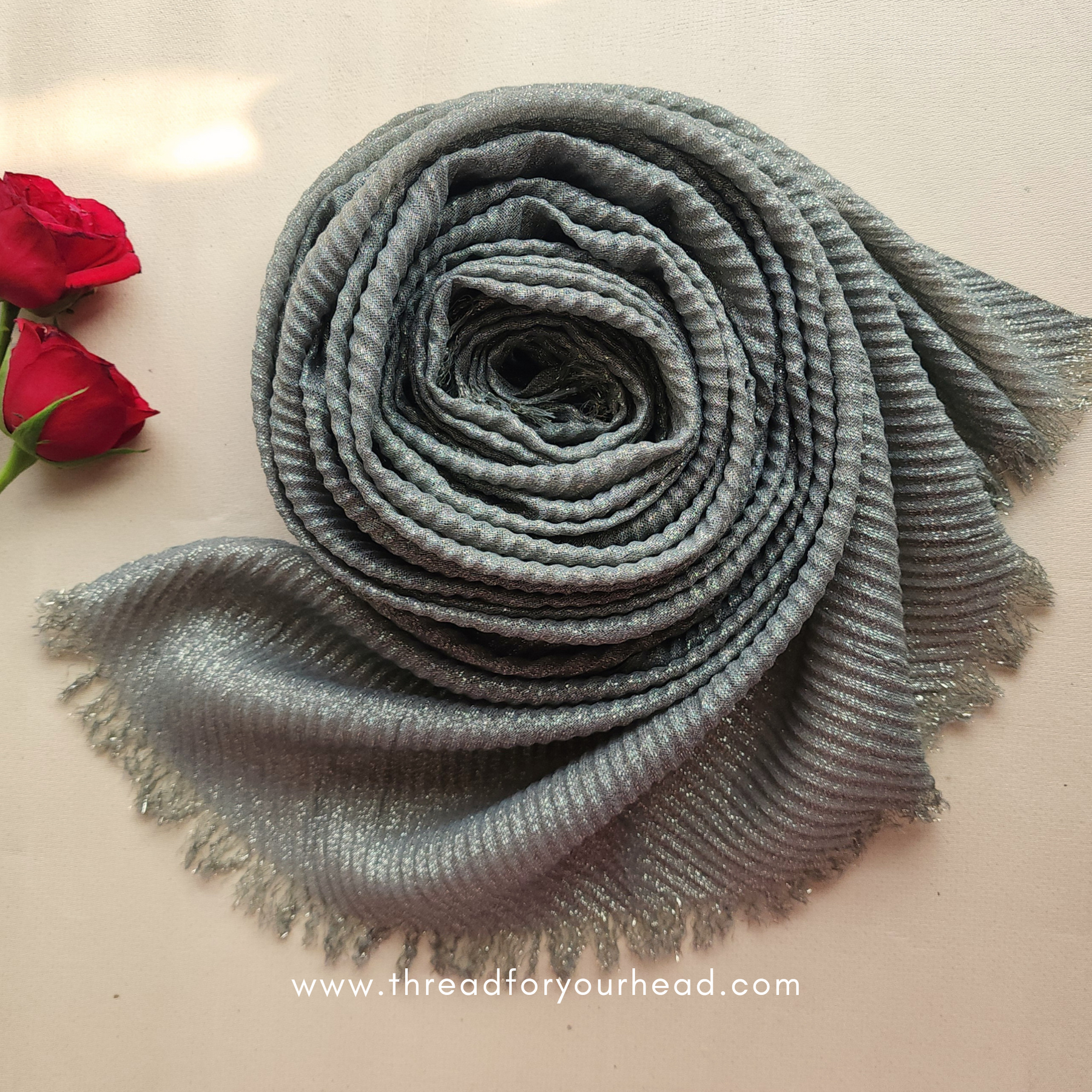 Pistachio- pleated shimmer– Best Hijab Store - Thread For Your Head - TFYH
