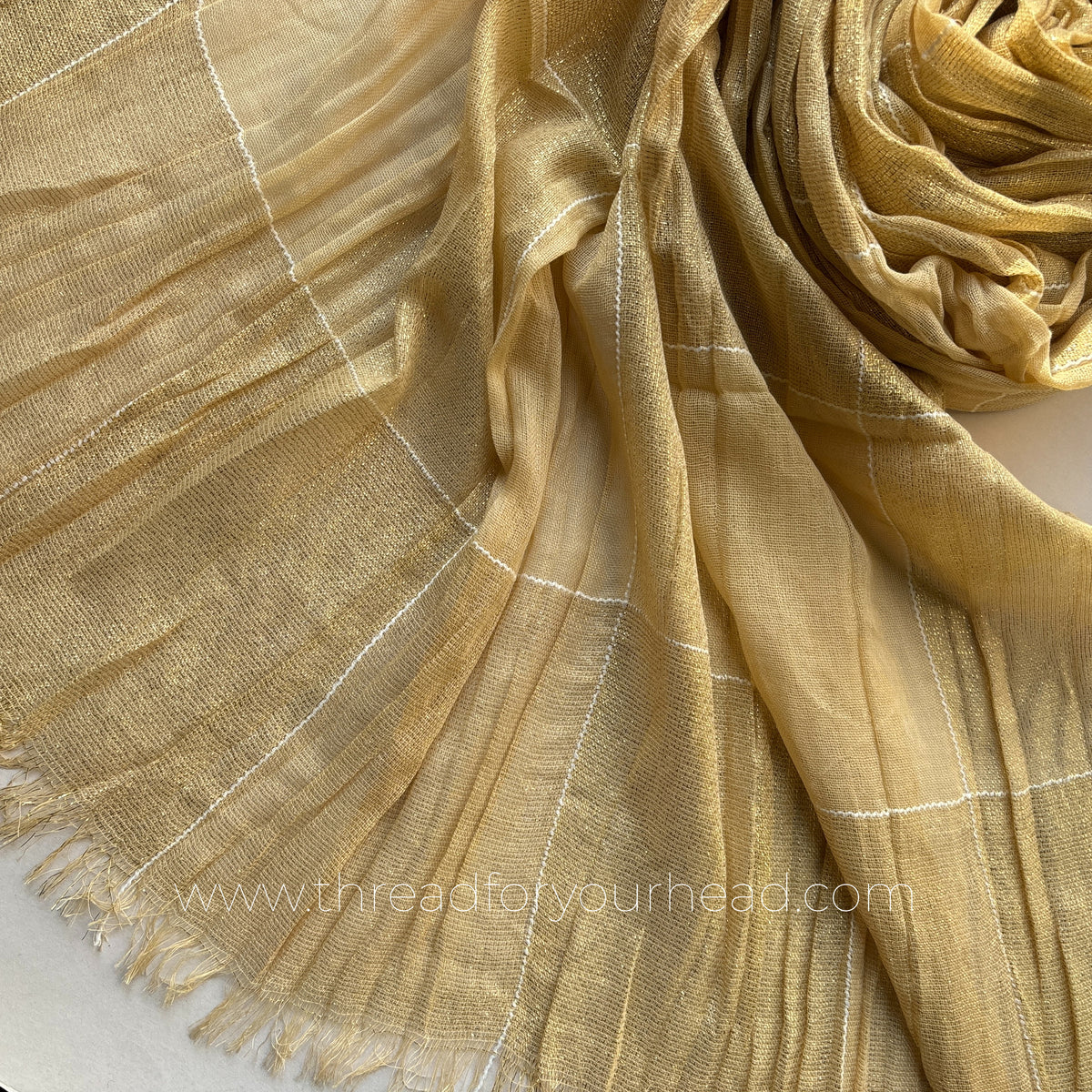 Champagne Gold-Ombre Pleated Shimmer Hijab