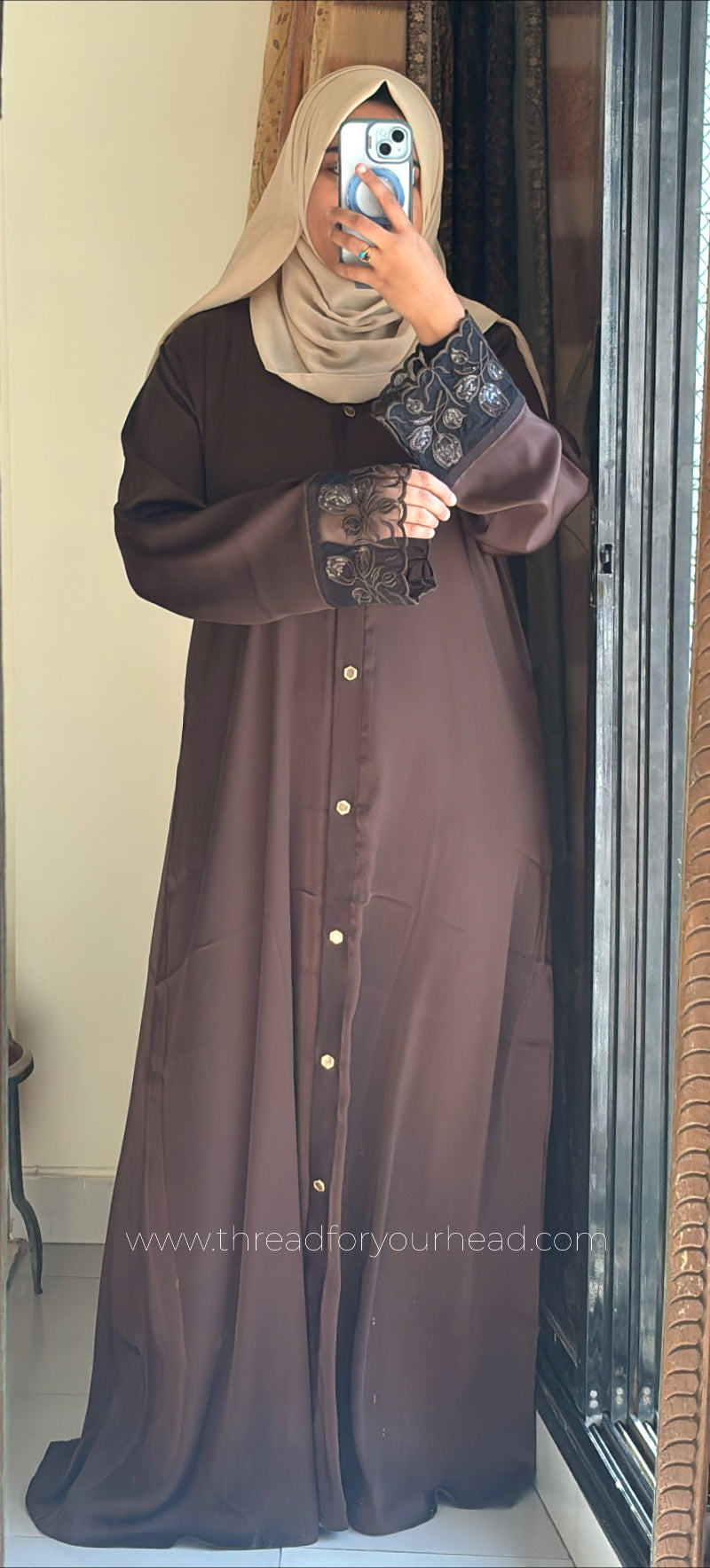 Chocolate Brown - Sequin Handwork abaya