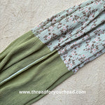 Olive - Floral pleated georgette
