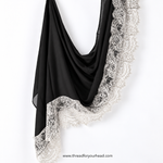Lace Modal Hijab- Black with white lace