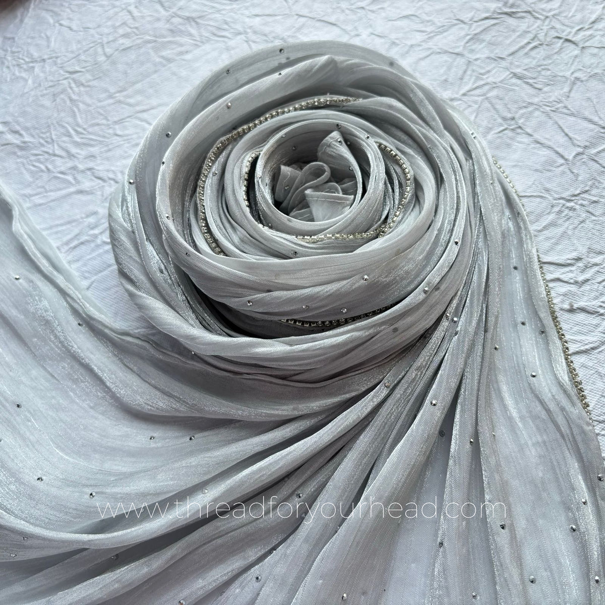 Silver -Diamond Organza shimmer hijab