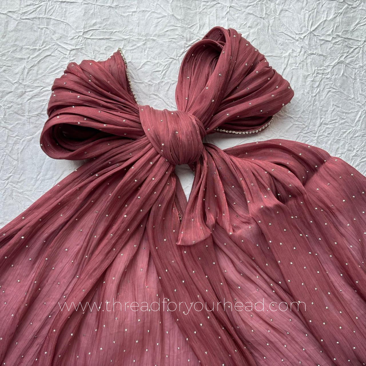 Coral-Diamond Organza shimmer hijab