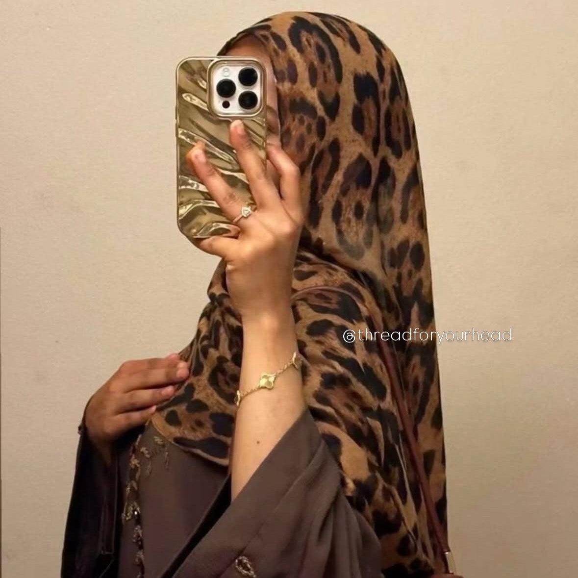 Leopard Modal Hijab - Desert Sand