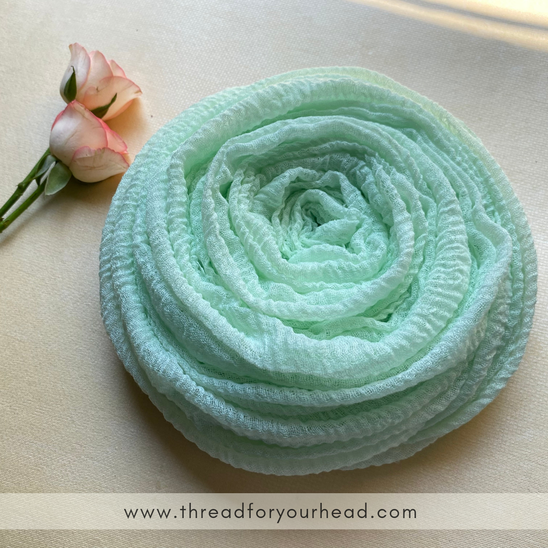 Crinkled cotton hijab- mint