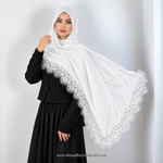 Lace Modal Hijab - Pure White