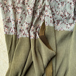 Olive - Floral pleated georgette