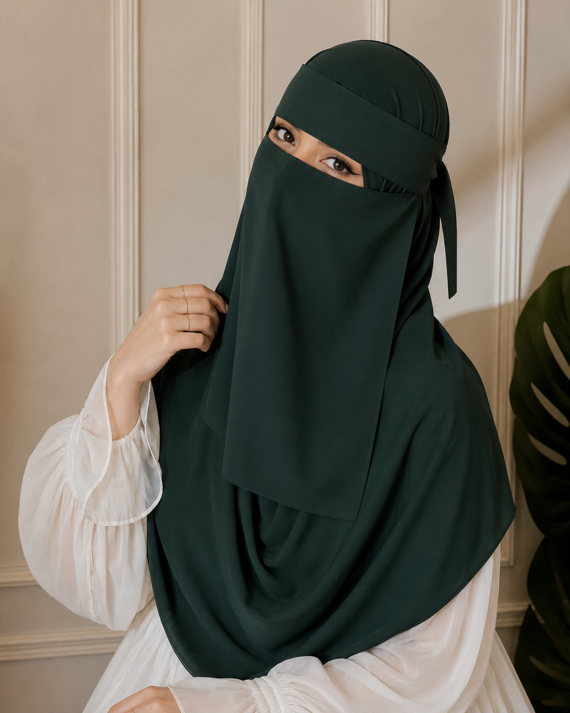 Hijab and Naqab set - Dark Green