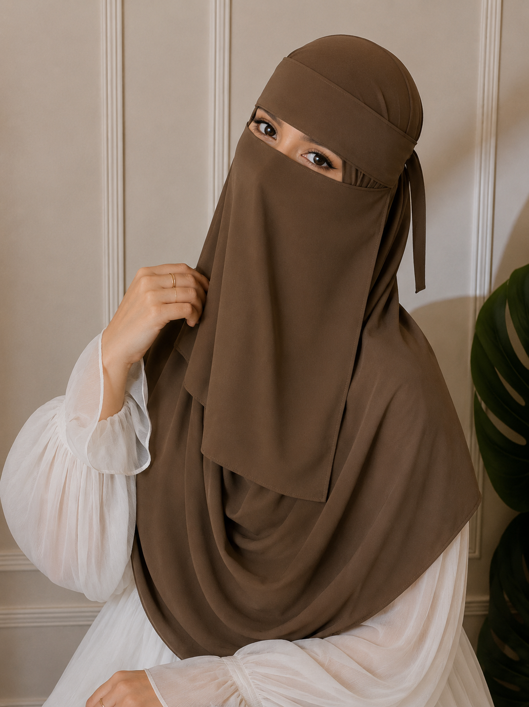 Hijab and Naqab set - Dark Nude