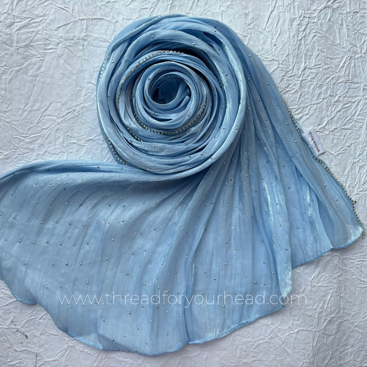 Sky blue -Diamond Organza shimmer hijab