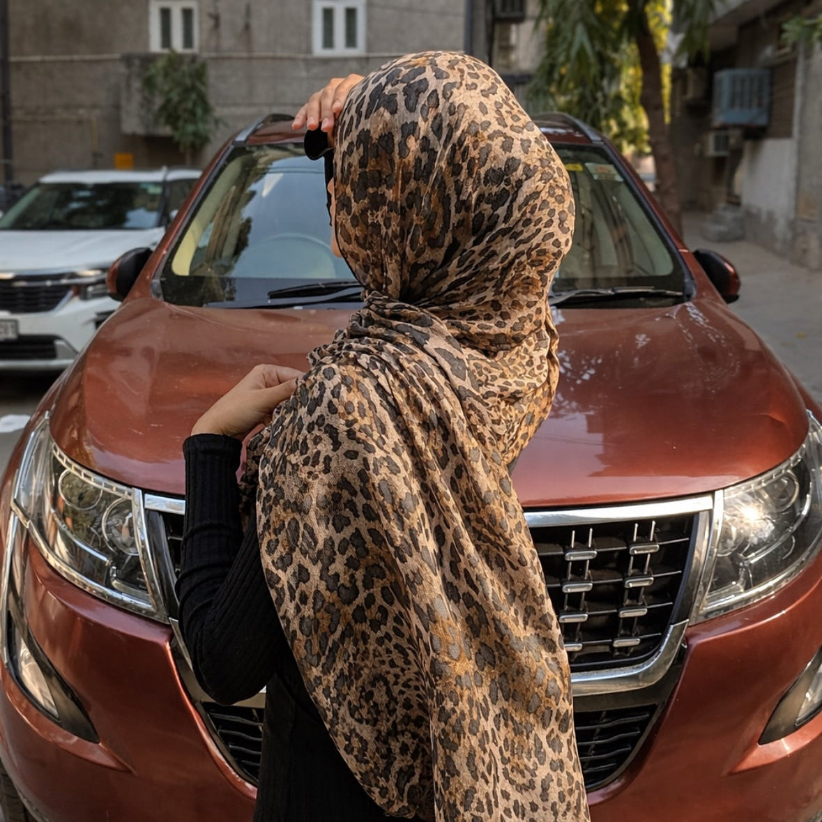 Leopard Modal Hijab - Desert Sand