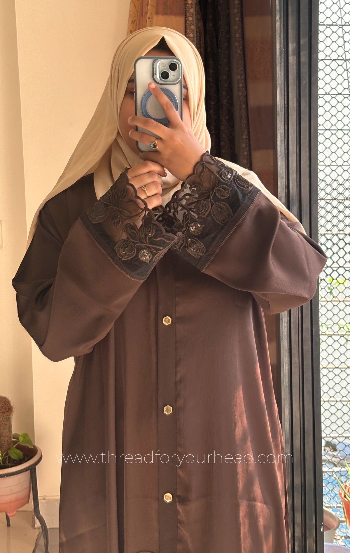 Chocolate Brown - Sequin Handwork abaya