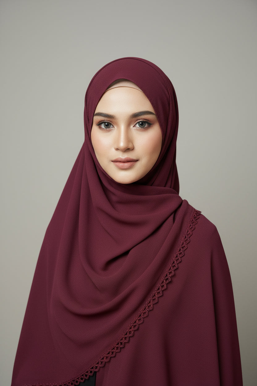 Maroon - Crochet Georgette hijab
