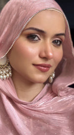 Peach Pink-Diamond Organza shimmer hijab