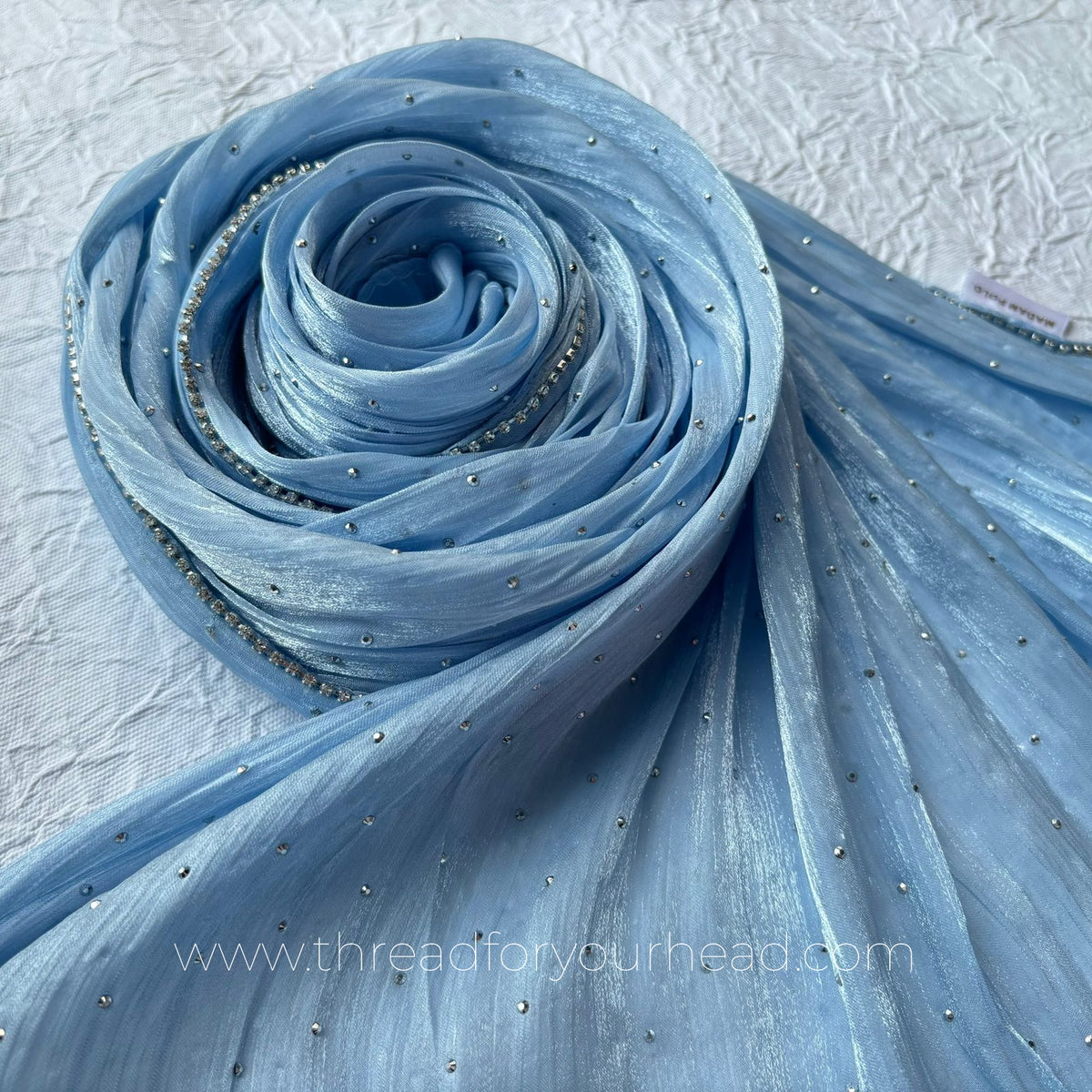 Sky blue -Diamond Organza shimmer hijab