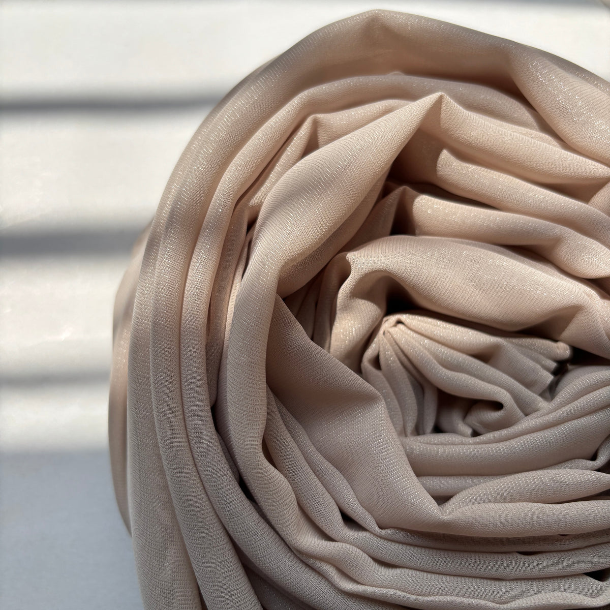Chiffon Shimmer Hijab - Light Gold