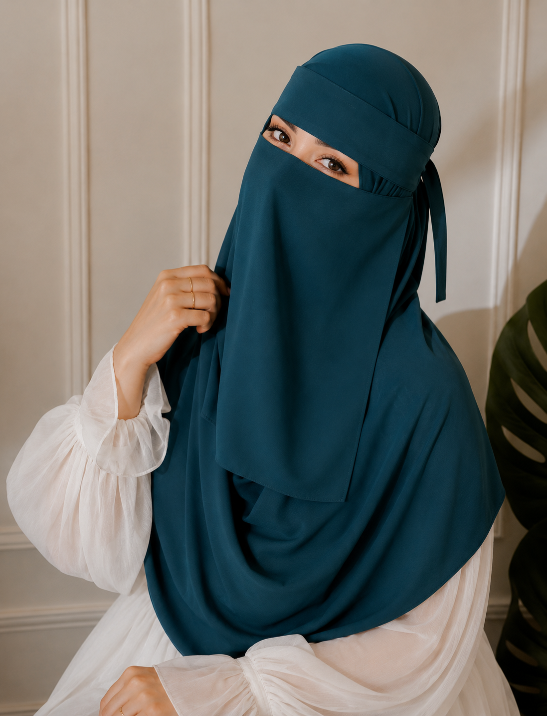 Hijab and Naqab set - Teal blue