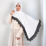 Lace Modal Hijab - Pure white with Black Lace