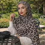 Leopard Modal Hijab - Ash Taupe