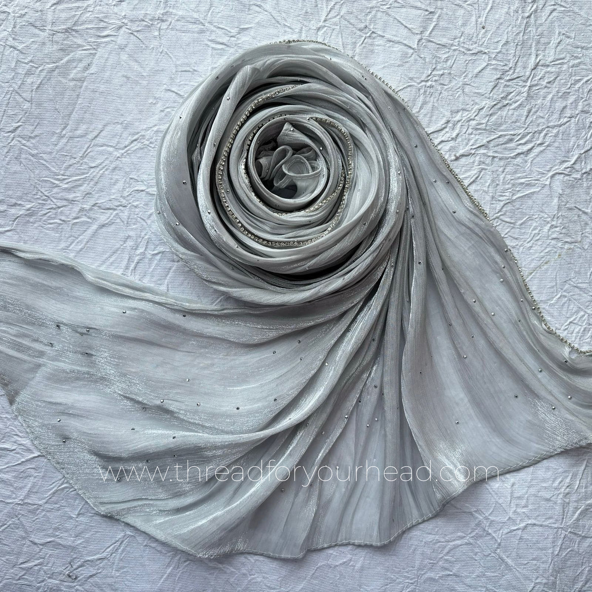 Silver -Diamond Organza shimmer hijab