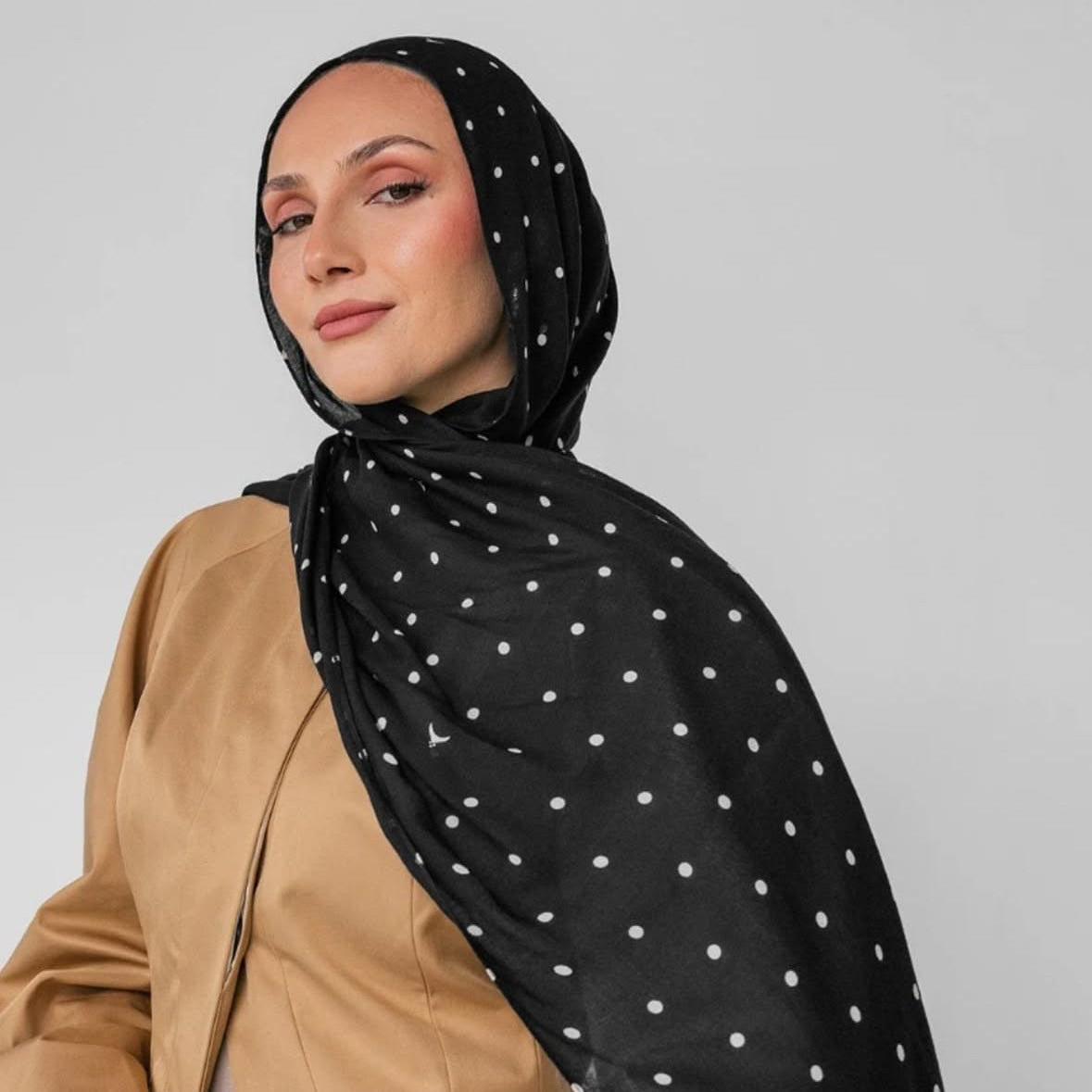 Black Polka premium modal hijab
