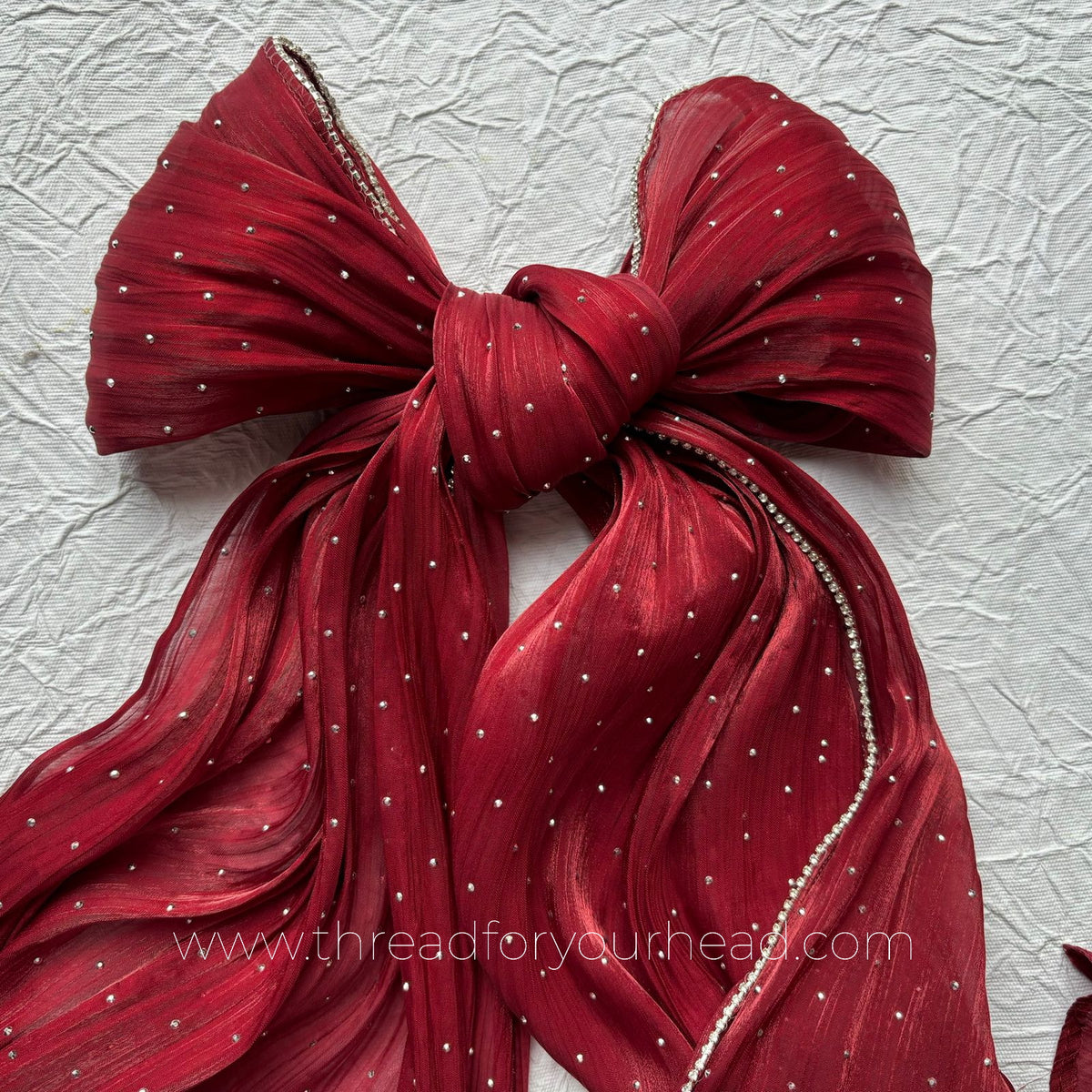Maroon -Diamond Organza shimmer hijab