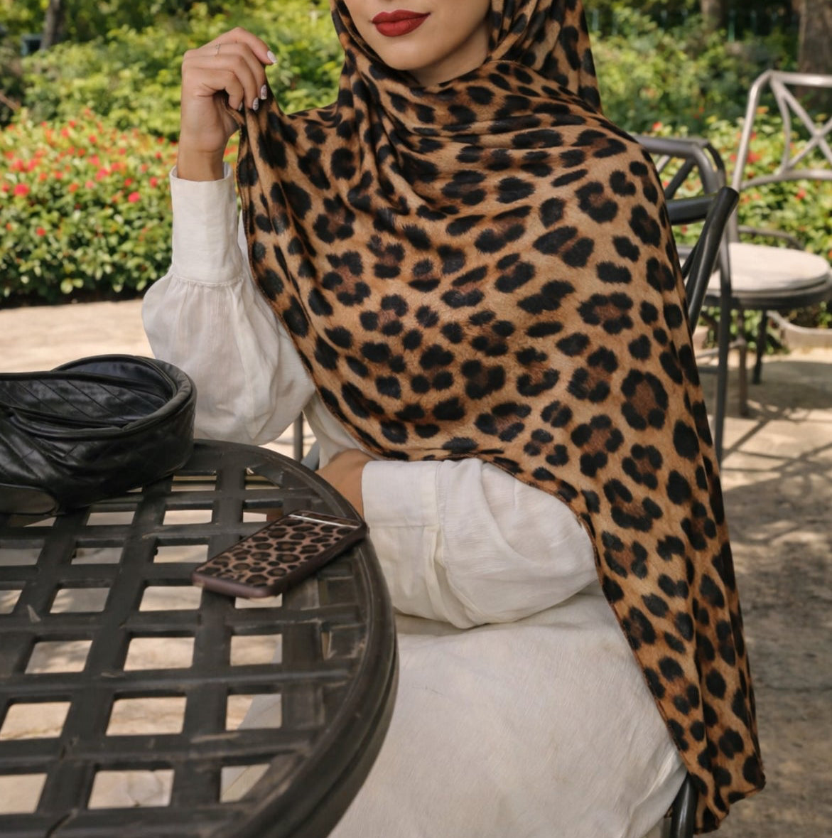 Leopard Modal Hijab - Classic Cocoa