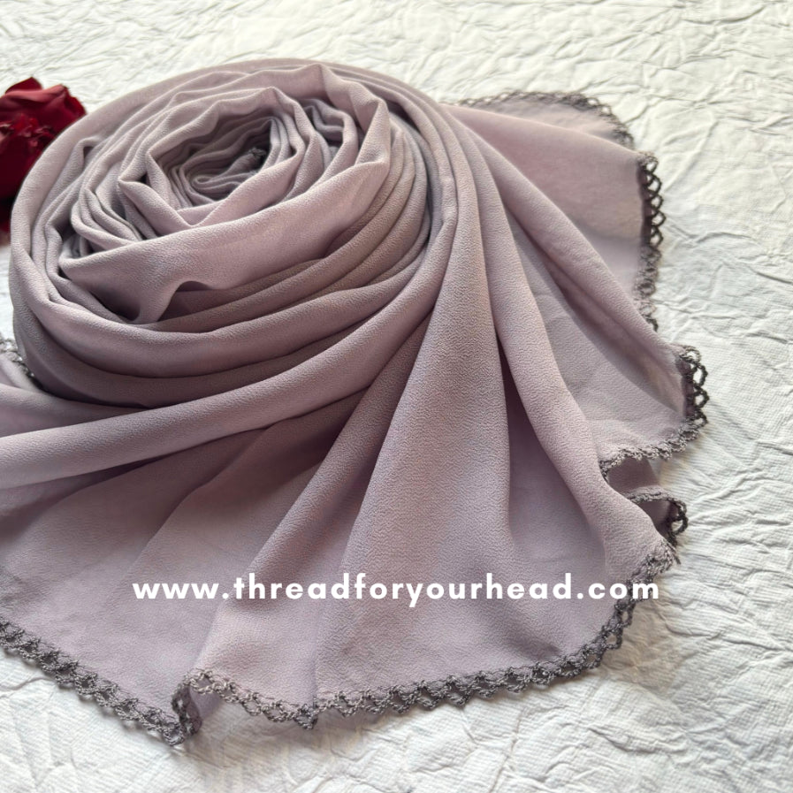 grey - Crochet Georgette hijab